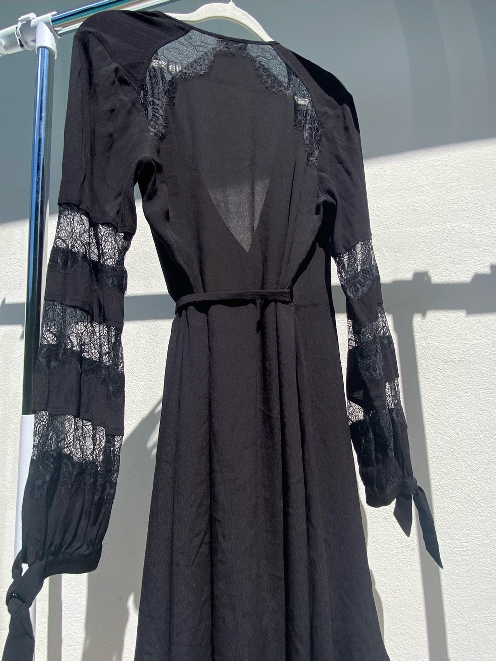 Hale Bob Whimsygoth Black LaceWrap Midi Dress Size Medium - Picture 11 of 13